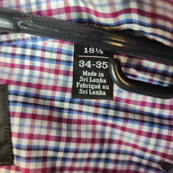 Mens Nordstrom Tech-Smart Red Blue White Check Classic Fit Long sleeve Shirt 19 - Picture 4 of 8